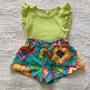 Crewcuts Lime Ruffle Sleeve Tee & GB girl bottoms size 4T